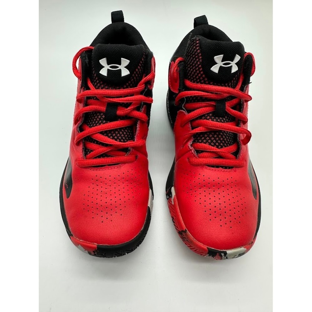 Under Armour Lockdown 6 Red Black Basketball Shoes 3023533-601 Boys 6Y - Picture 2 of 8